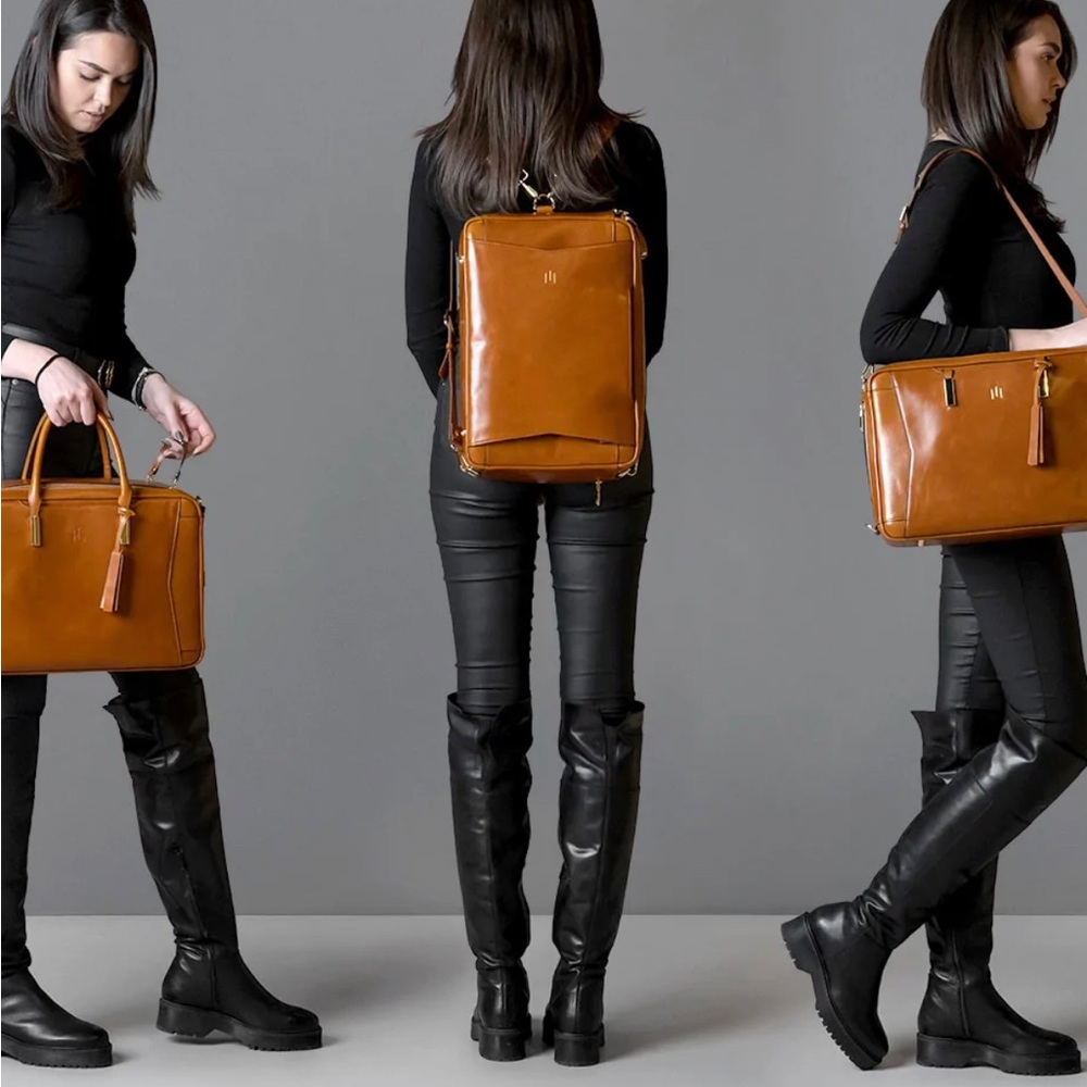 La Mansio genuine leather 3 in 1 bag traveling carry on size
